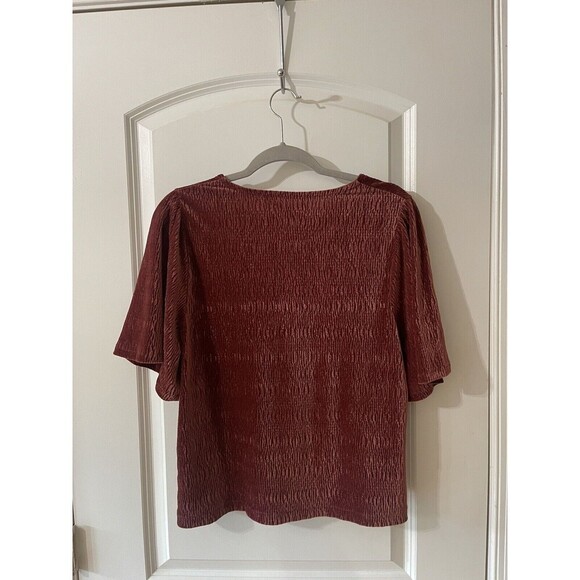 Texture&thread By madewell Women’s Small Cranberry Mauve Crushed Velvet Top - Picture 3 of 5
